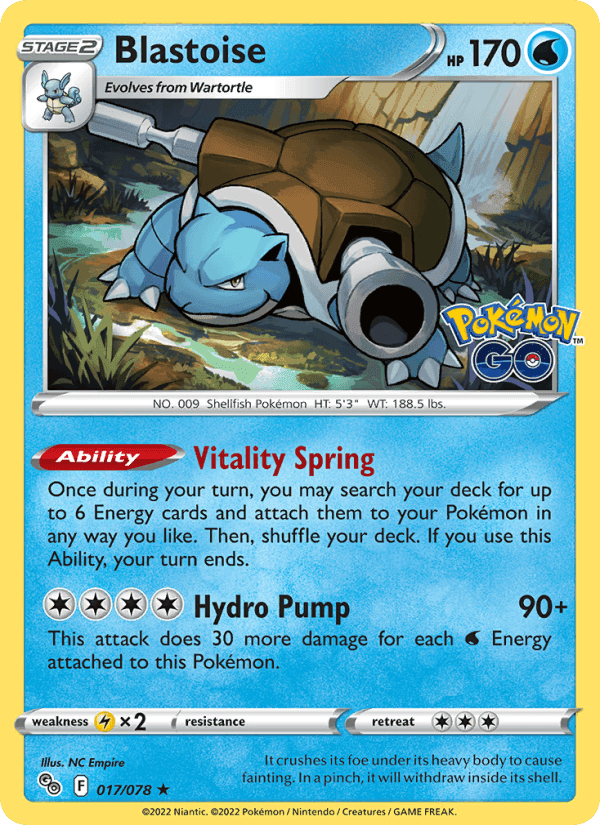 Blastoise, card 017 from Pokémon GO