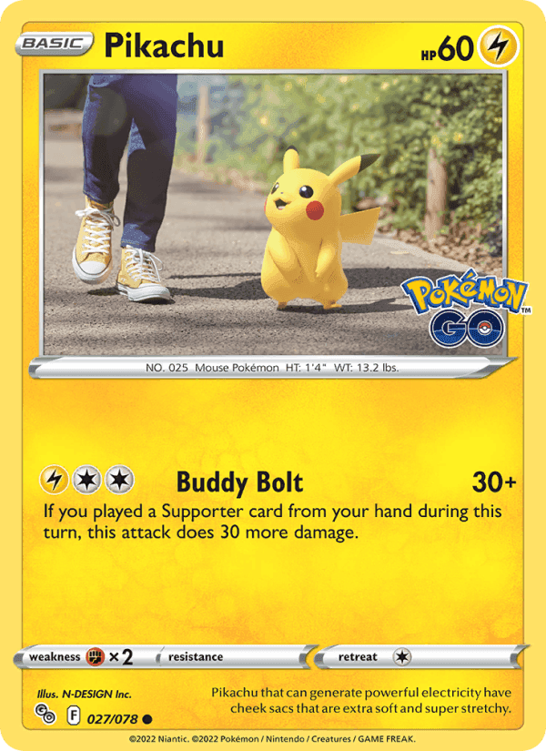 Pikachu, carta 027 di Pokémon GO