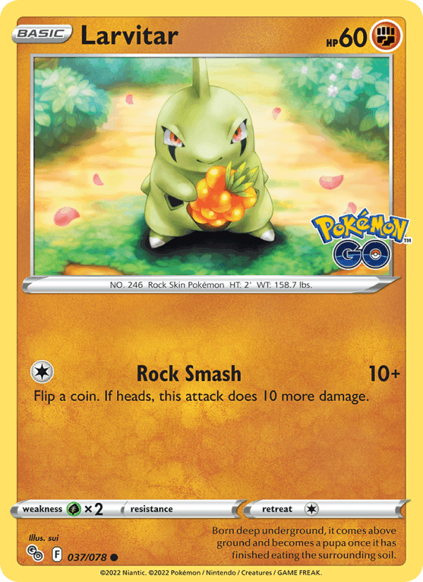 Larvitar, card 037 from Pokémon GO
