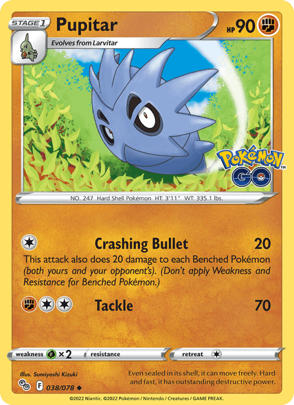 Pupitar, card 038 from Pokémon GO
