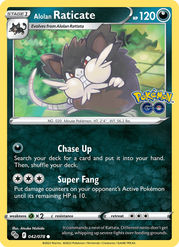 Alolan Raticate, card 042 from Pokémon GO
