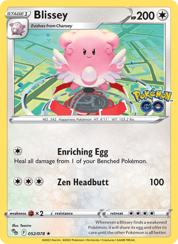 Blissey, card 052 from Pokémon GO