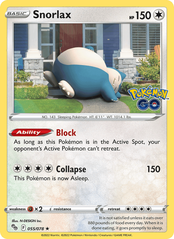 Snorlax, card 055 from Pokémon GO