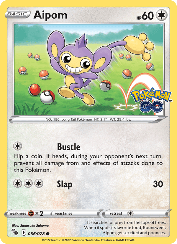 Aipom, card 056 from Pokémon GO