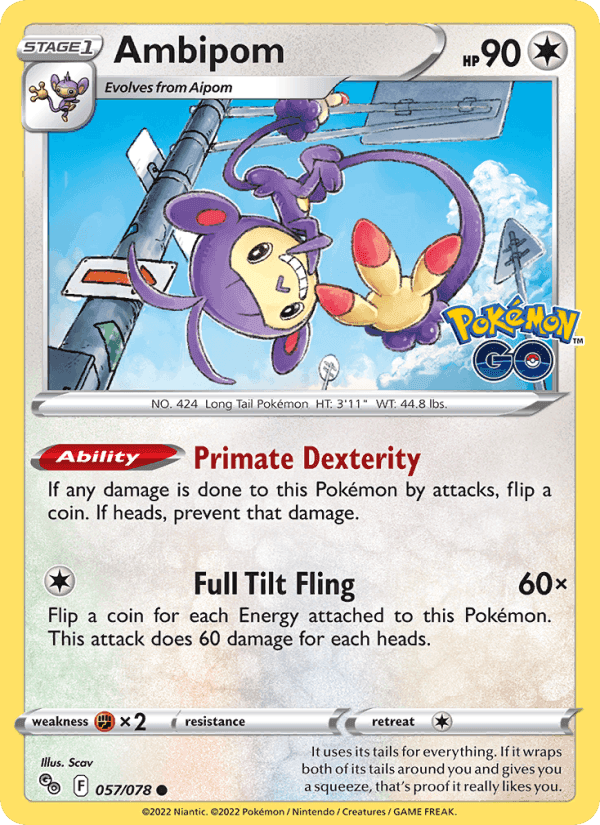 Ambipom, card 057 from Pokémon GO