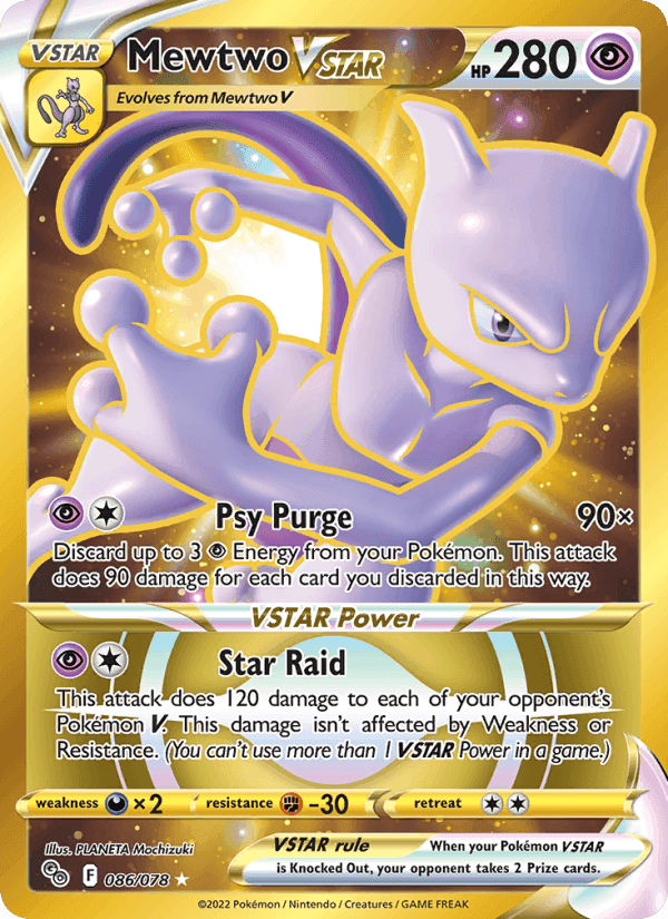 Mewtwo VSTAR, carta 086 de Pokémon GO