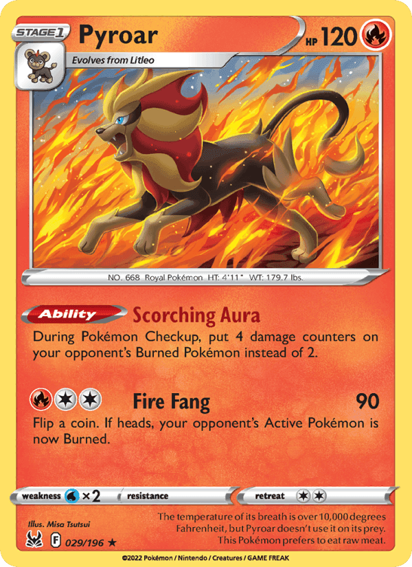Pyroar, card 029 from Lost Origin