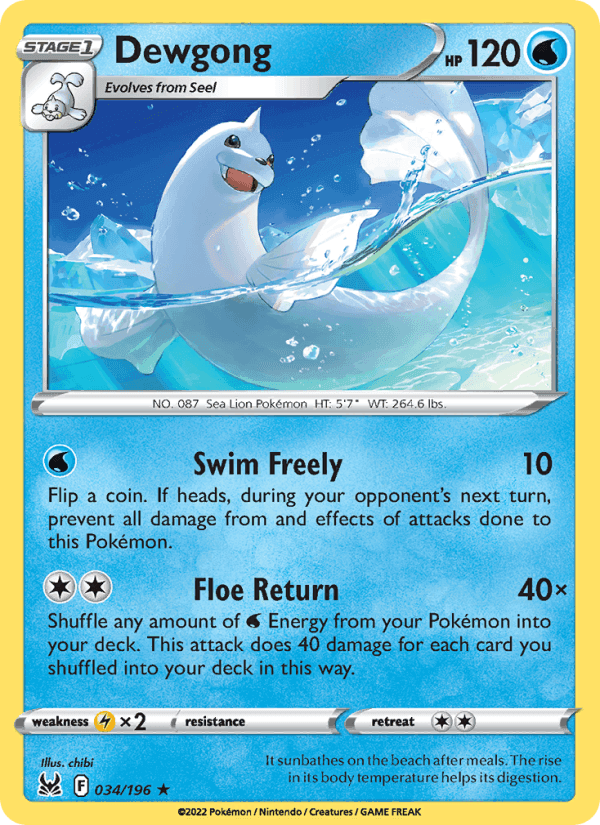 Dewgong, carta 034 di Lost Origin