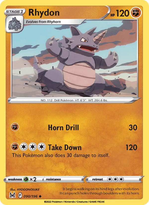 Rhydon, card 090 from Lost Origin