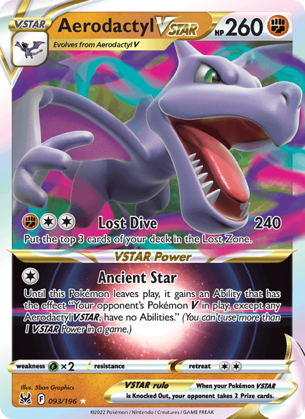 Aerodactyl VSTAR, card 093 from Lost Origin