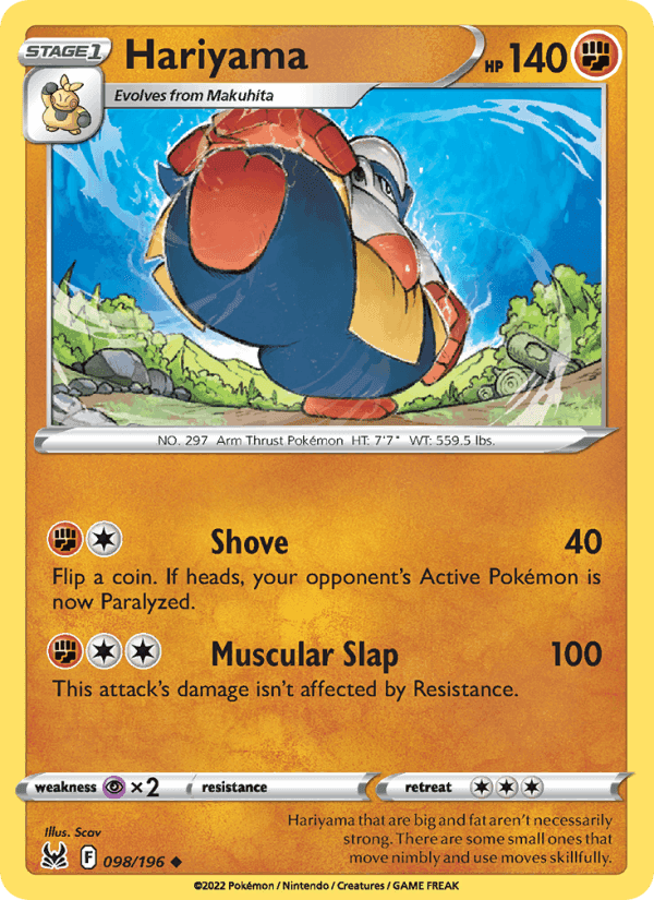 Hariyama, card 098 from Lost Origin