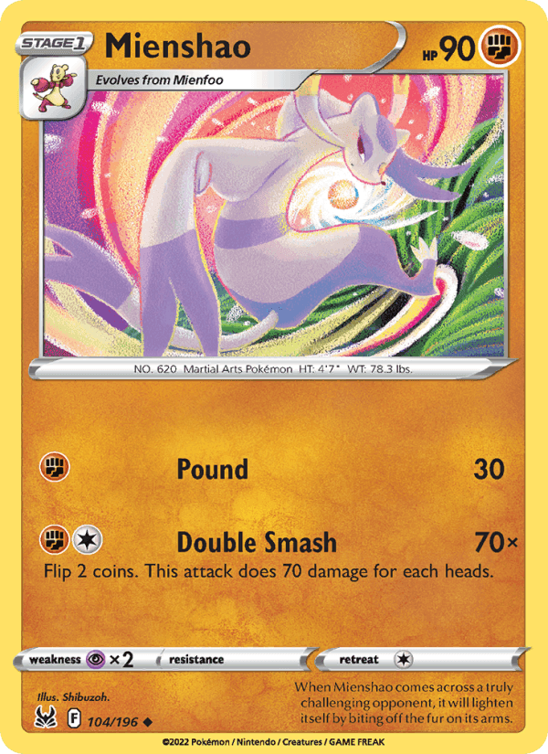 Mienshao, card 104 from Lost Origin