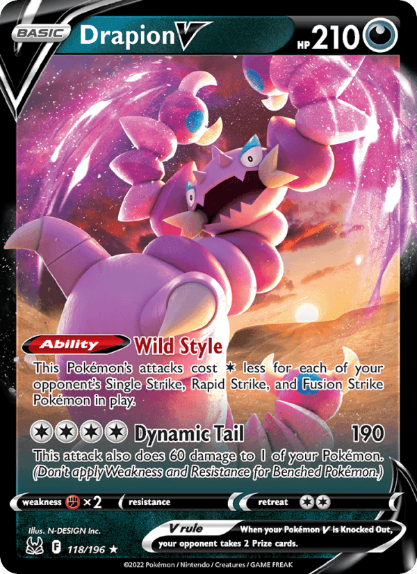 Drapion V, card 118 from Lost Origin