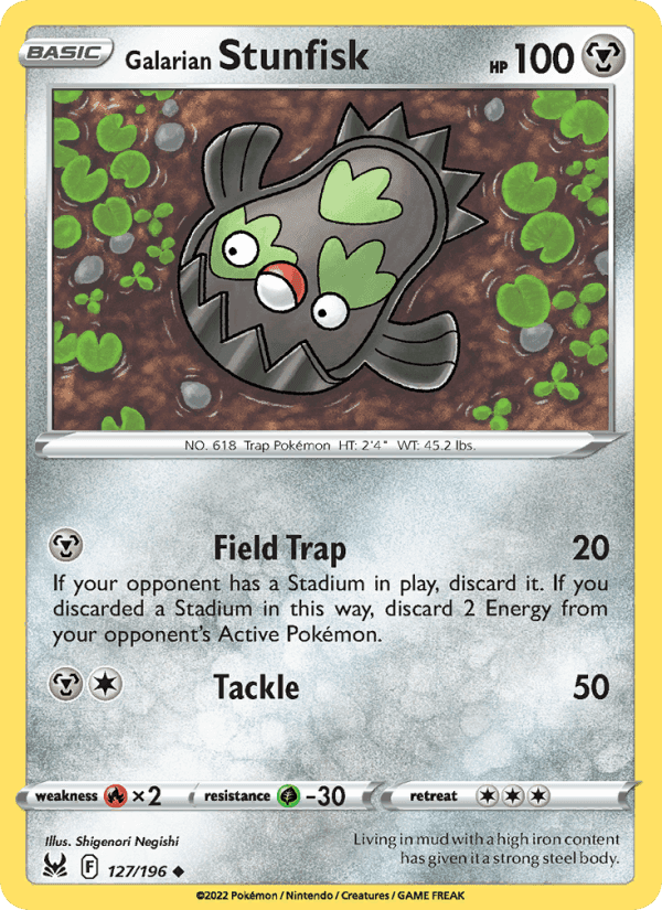 Galarian Stunfisk, card 127 from Lost Origin