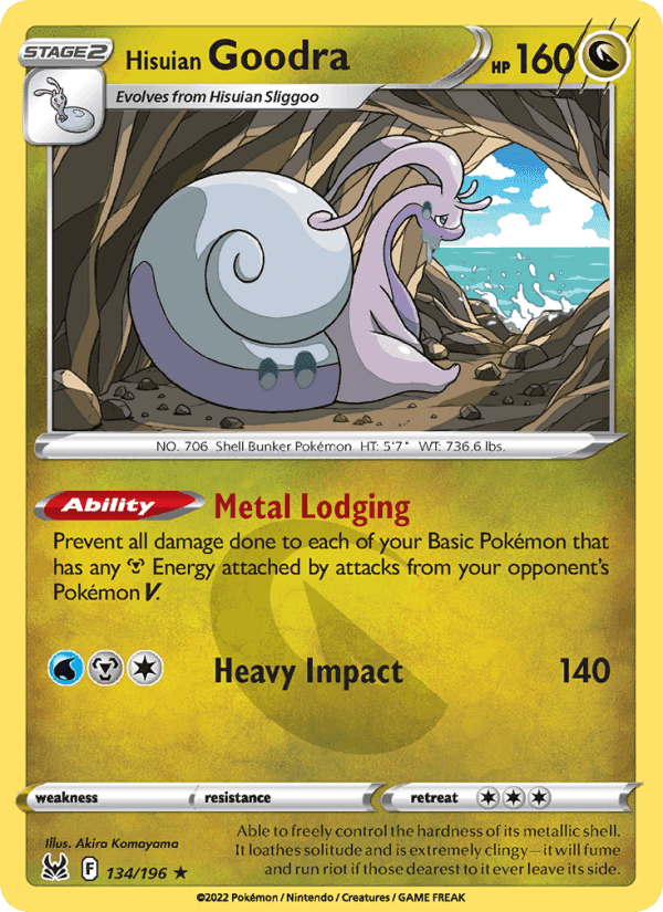 Hisuian Goodra, card 134 from Lost Origin