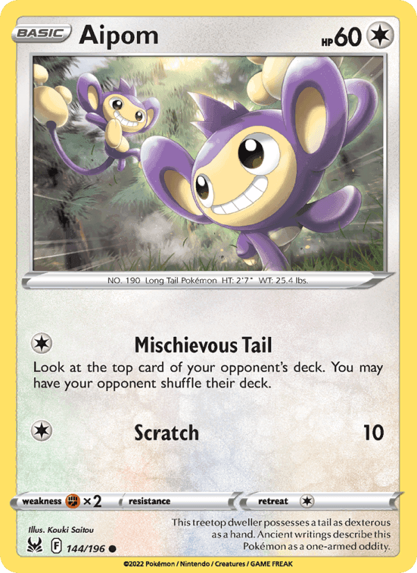 Aipom, card 144 from Lost Origin