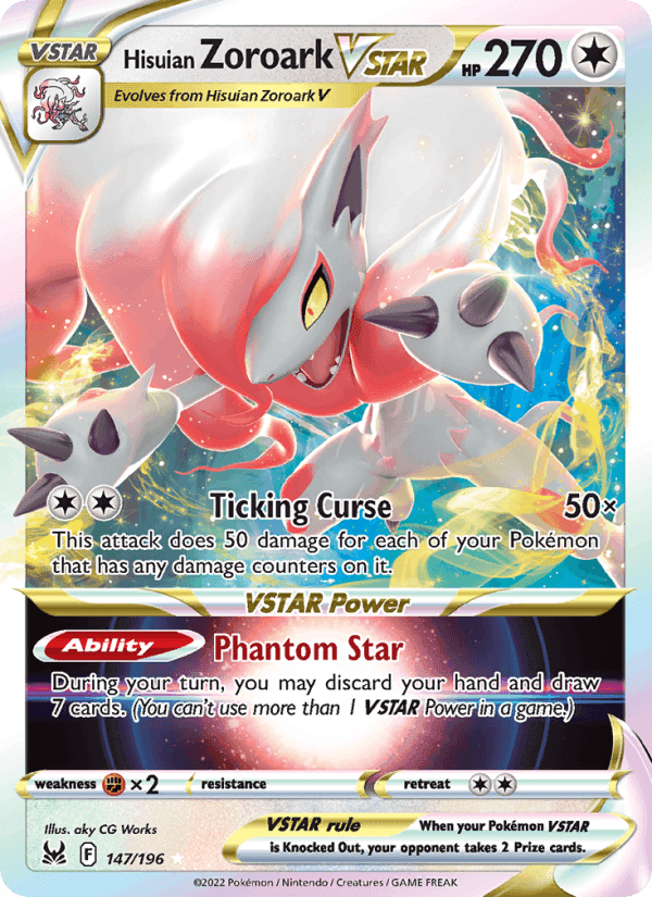 Hisuian Zoroark VSTAR, card 147 from Lost Origin