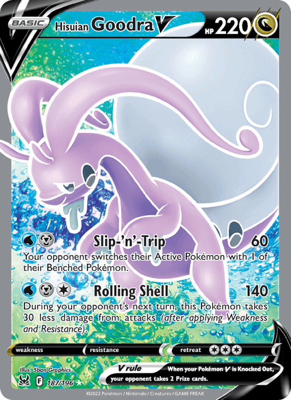 Hisuian Goodra V, card 187 from Lost Origin