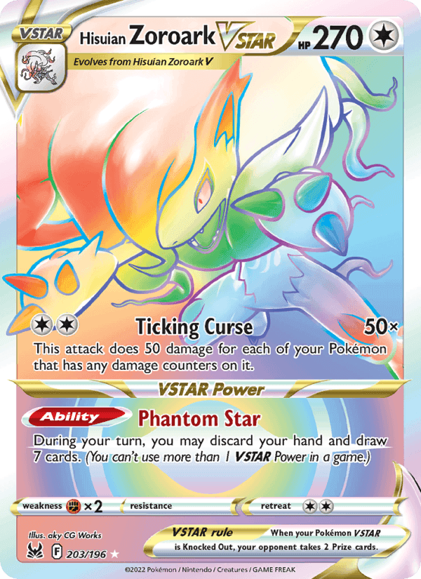 Hisuian Zoroark VSTAR, card 203 from Lost Origin