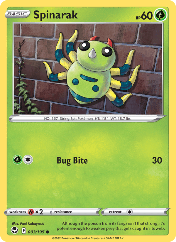 Spinarak, card 003 from Silver Tempest