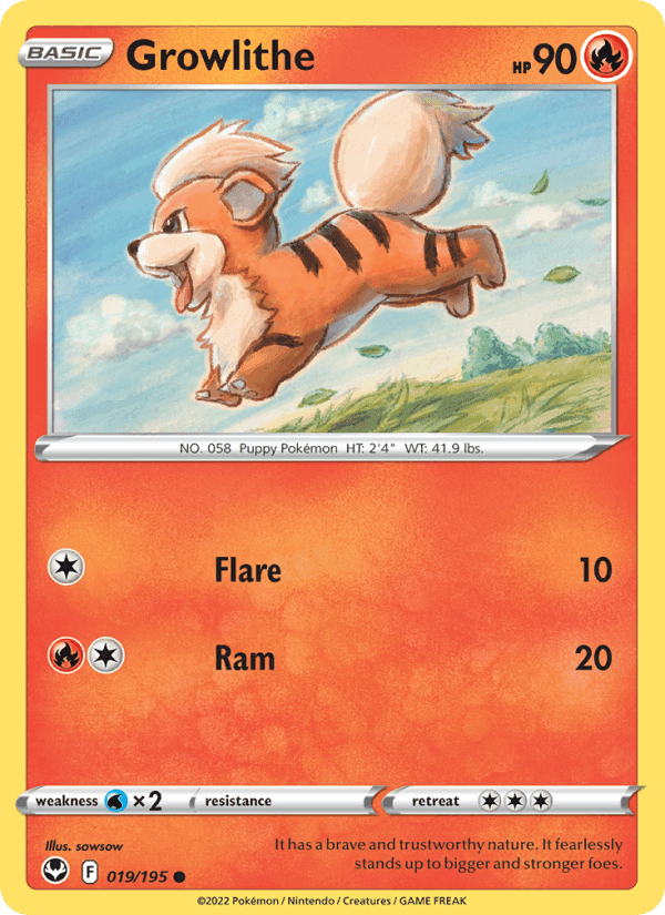 Growlithe, card 019 from Silver Tempest