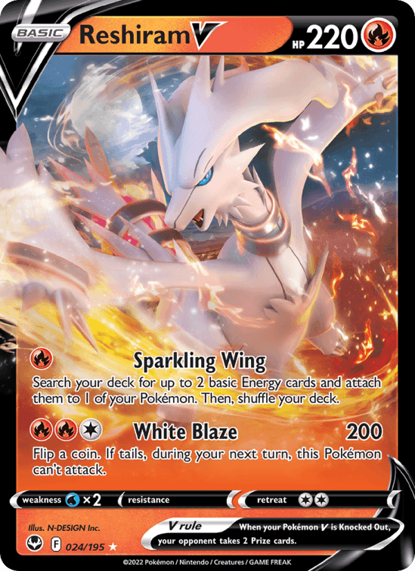 Reshiram V, carte 024 de Silver Tempest