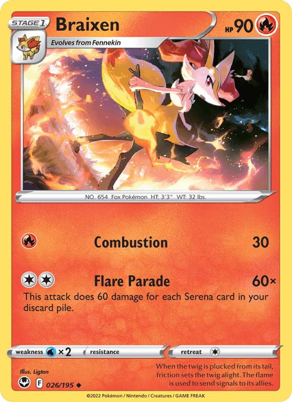 Braixen, carta 026 di Silver Tempest