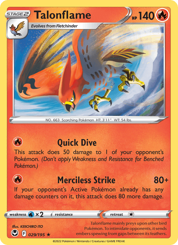 Talonflame, card 029 from Silver Tempest