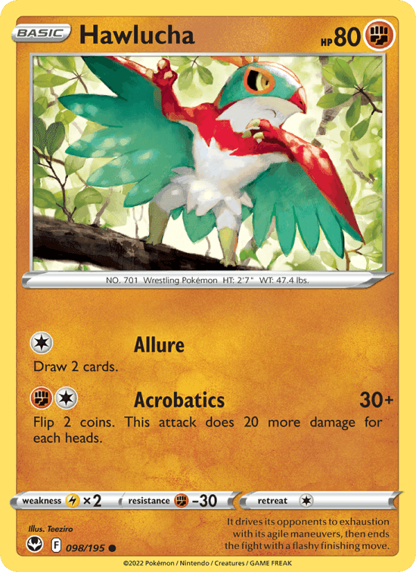 Hawlucha, card 098 from Silver Tempest