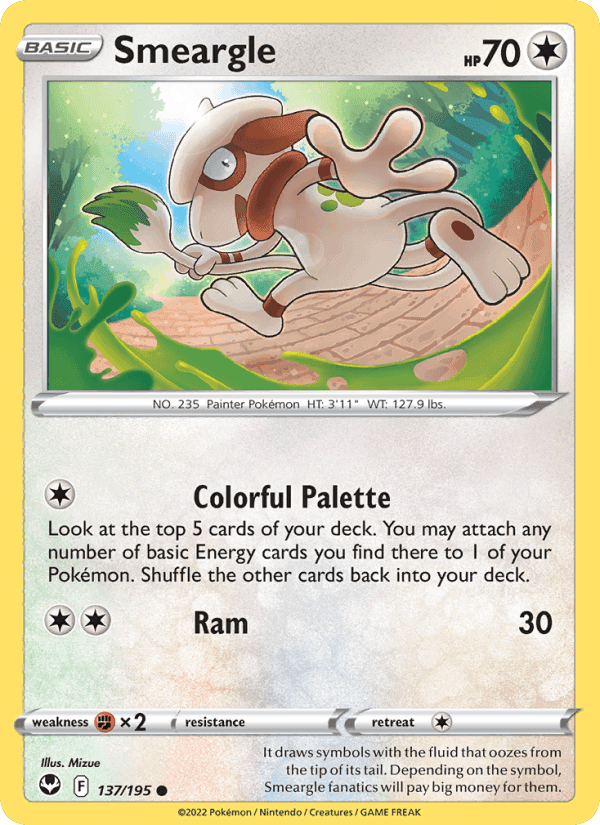 Smeargle, card 137 from Silver Tempest