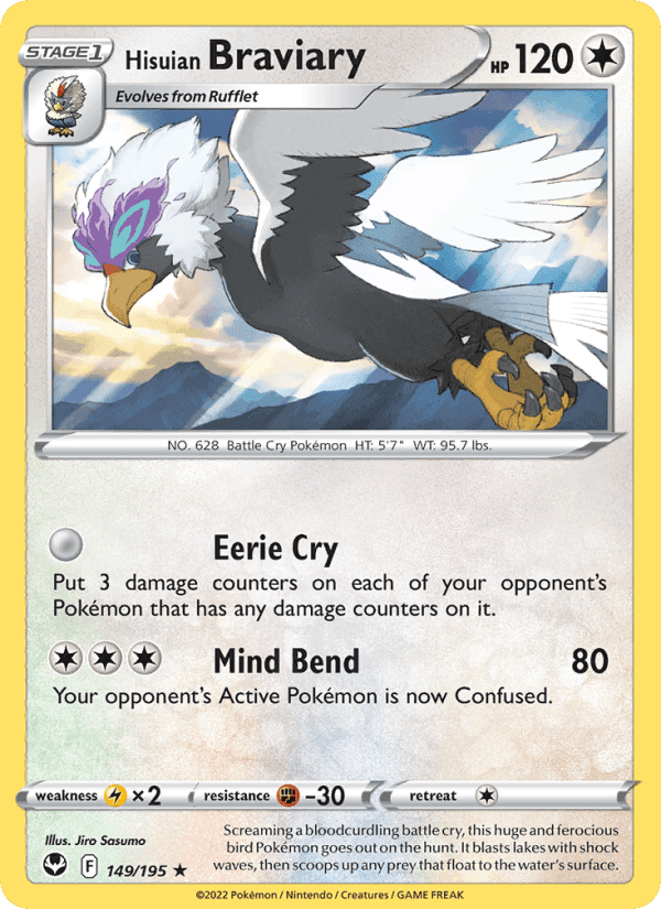 Hisuian Braviary, card 149 from Silver Tempest