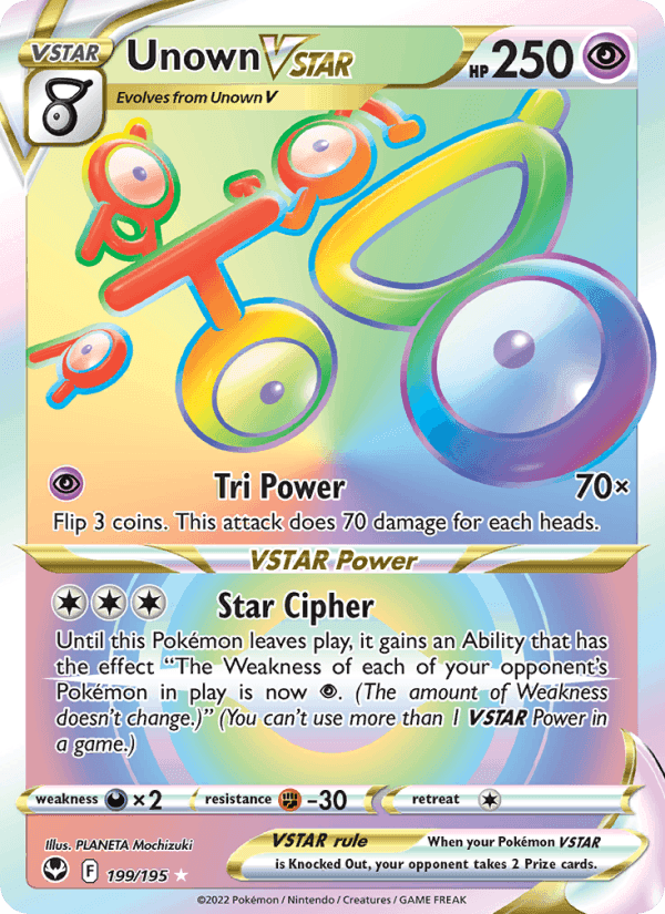 Unown VSTAR, card 199 from Silver Tempest