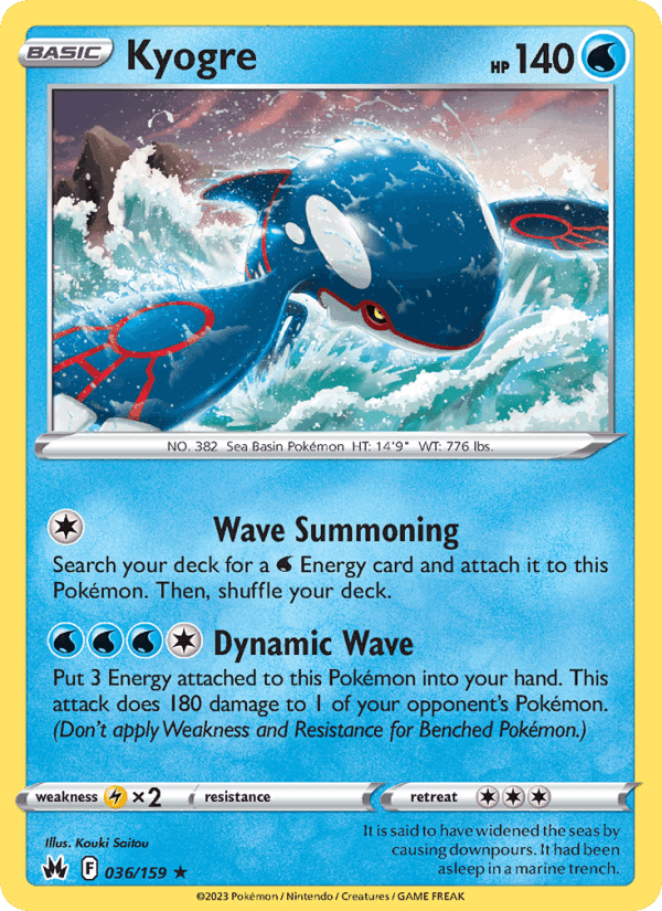 Kyogre, card 036 from Crown Zenith