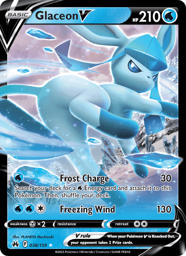 Glaceon V, card 038 from Crown Zenith