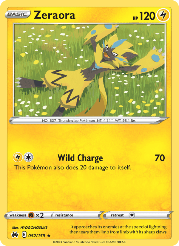 Zeraora, card 052 from Crown Zenith