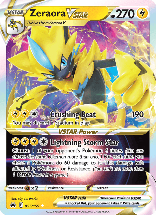 Zeraora VSTAR, card 055 from Crown Zenith