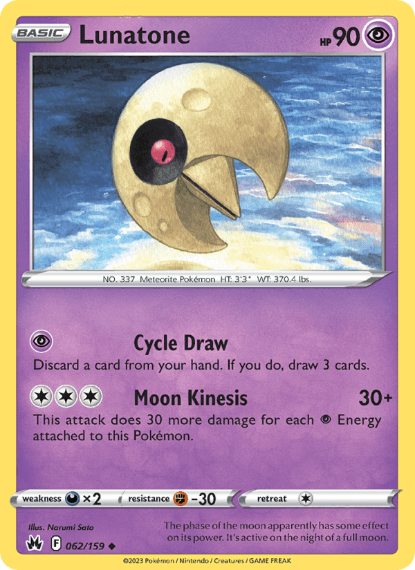 Lunatone, card 062 from Crown Zenith