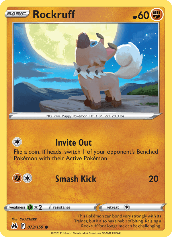 Rockruff, card 073 from Crown Zenith