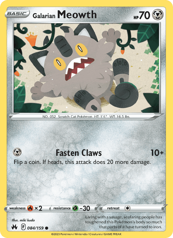 Galarian Meowth, card 084 from Crown Zenith