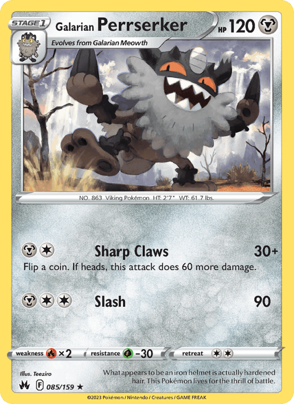 Galarian Perrserker, card 085 from Crown Zenith