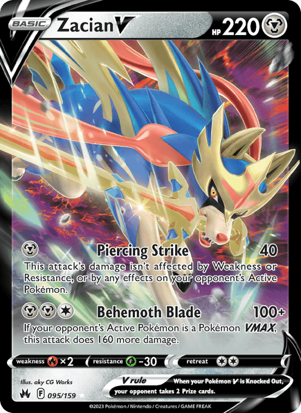 Zacian V, card 095 from Crown Zenith