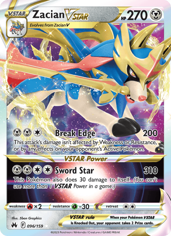 Zacian VSTAR, card 096 from Crown Zenith
