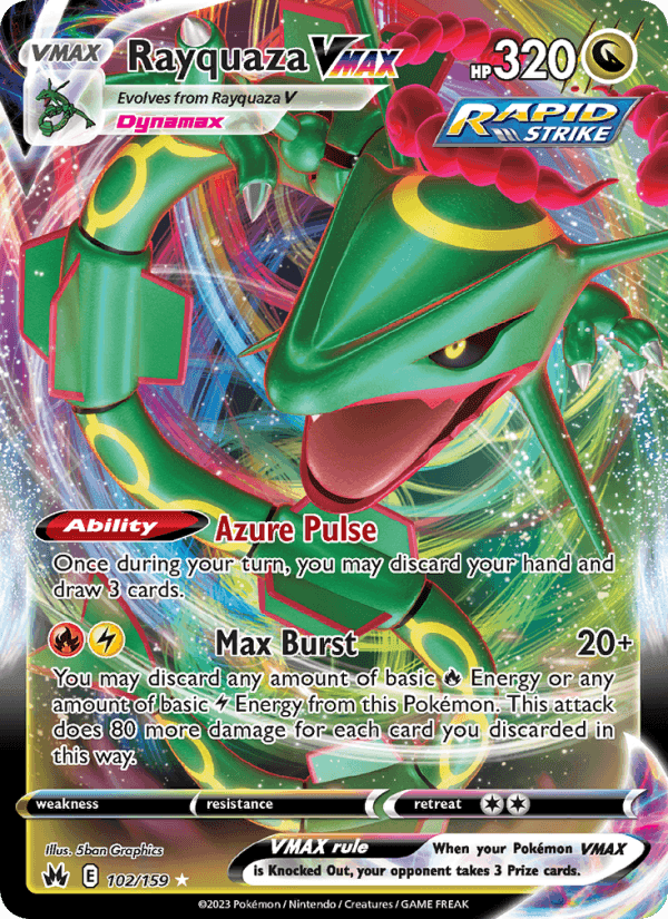 Rayquaza VMAX, card 102 from Crown Zenith