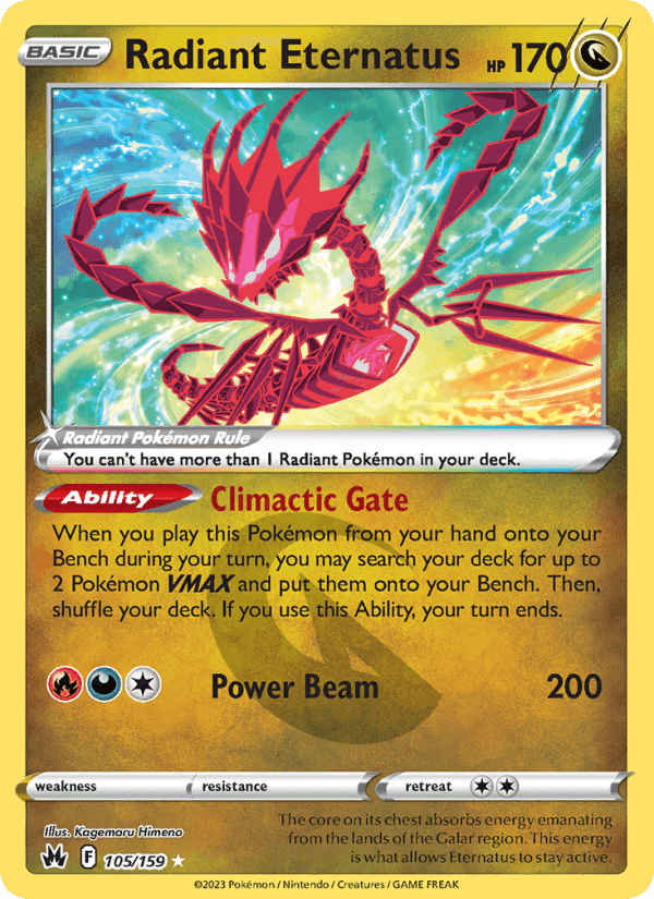 Radiant Eternatus, card 105 from Crown Zenith