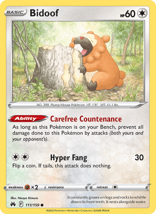 Bidoof, card 111 from Crown Zenith