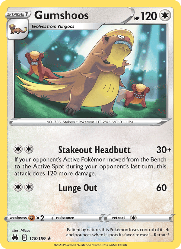 Gumshoos, card 118 from Crown Zenith