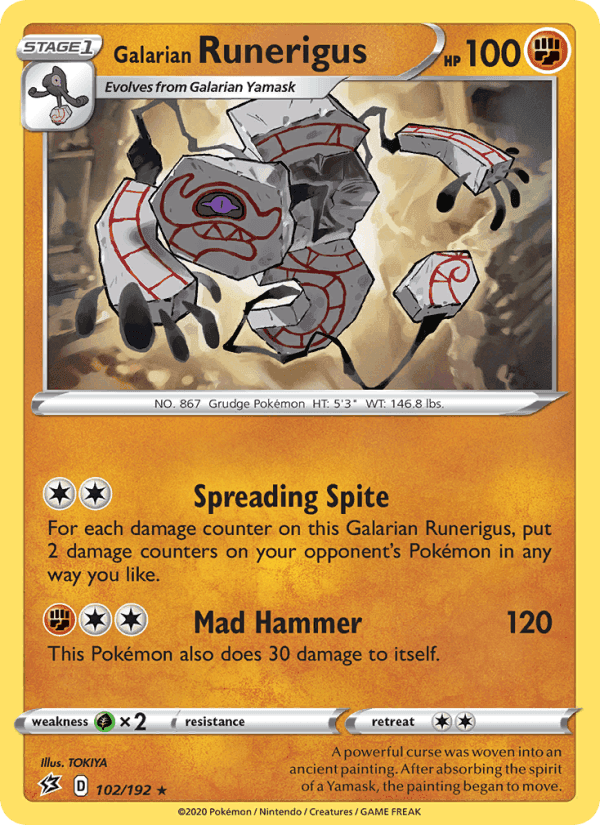 Galarian Runerigus, card 102 from Rebel Clash