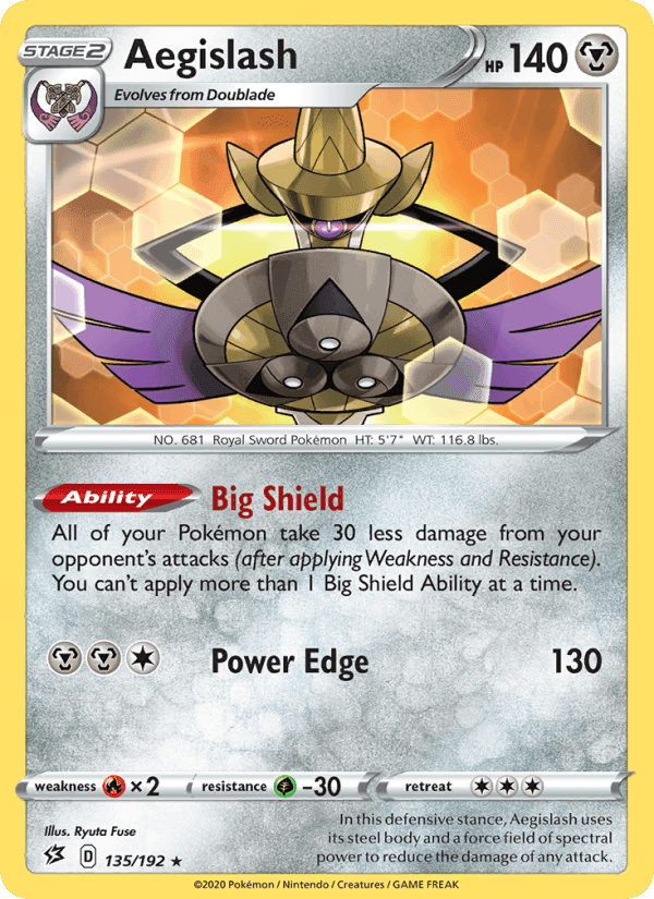 Aegislash, card 135 from Rebel Clash
