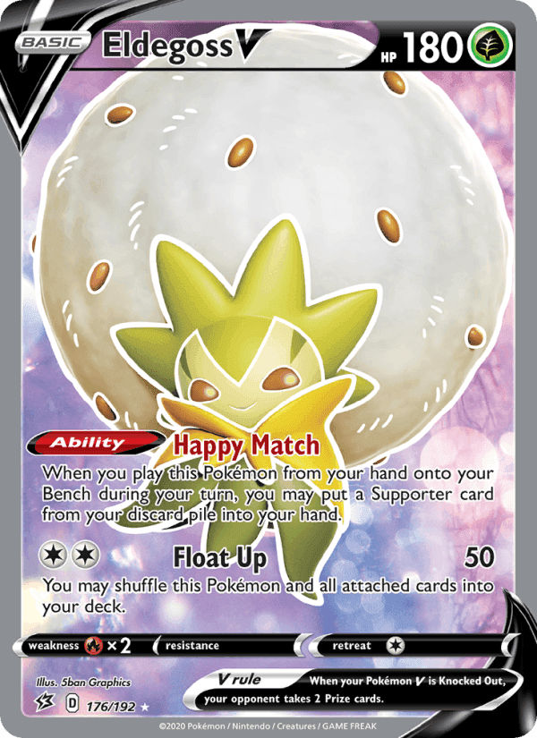 Eldegoss V, card 176 from Rebel Clash