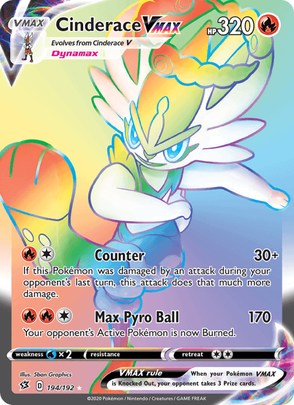 Cinderace VMAX, card 194 from Rebel Clash